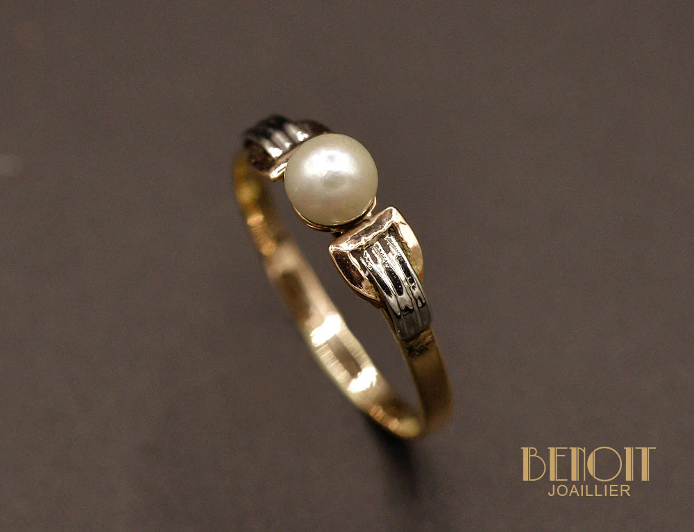 Bague Perle Fine Art Déco Moderniste - Image 3