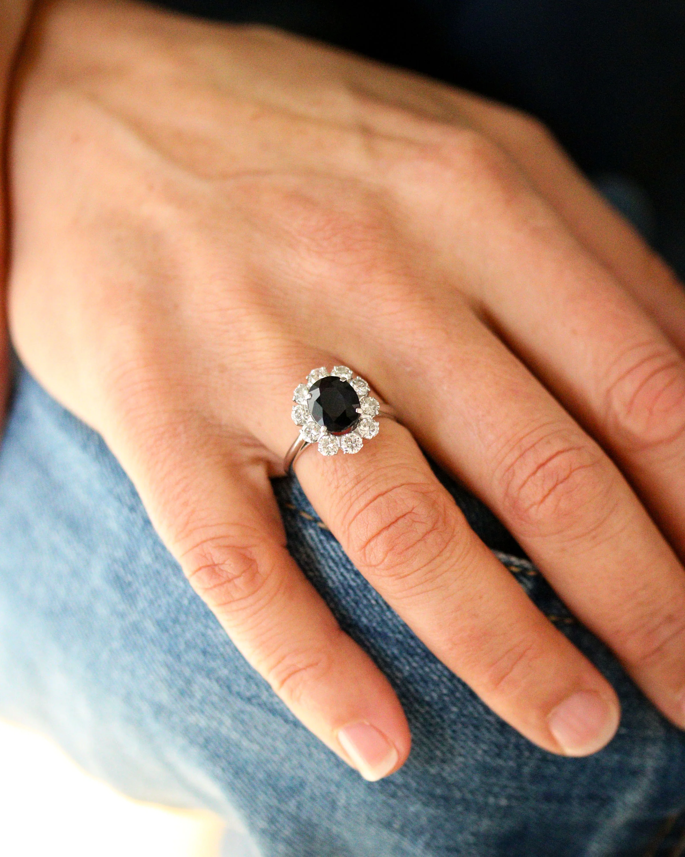 Bague Pompadour 1950 Saphir et Diamants - Image 2