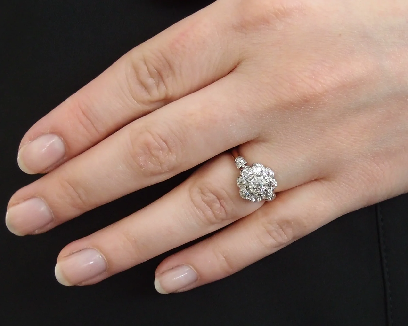 Bague "pompadour" diamants or et platine - Image 5