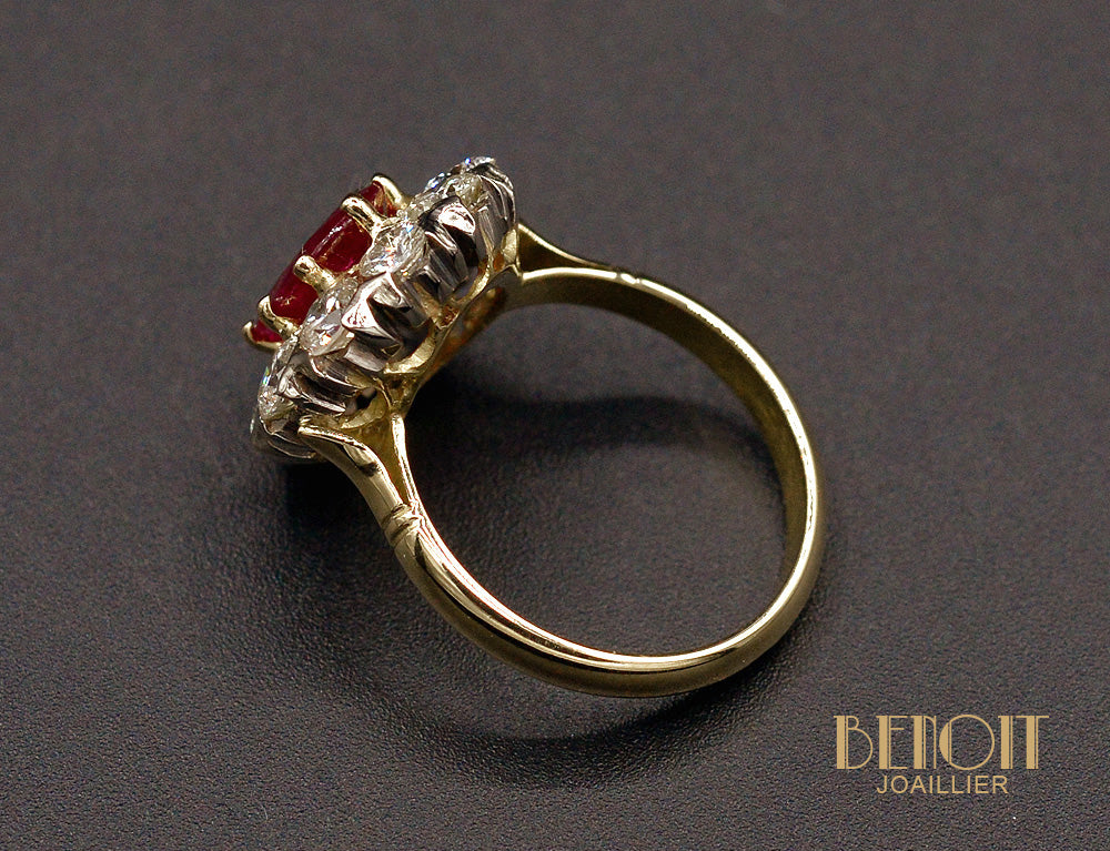 Bague Pompadour Rubis et Diamants - Image 4