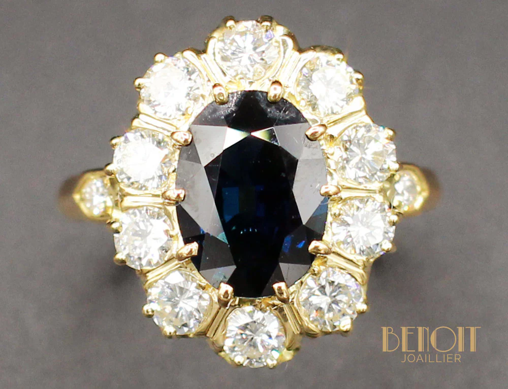 Bague Pompadour Saphir Diamants - Image 3