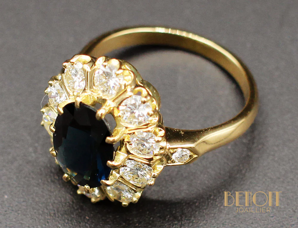 Bague Pompadour Saphir Diamants - Image 4