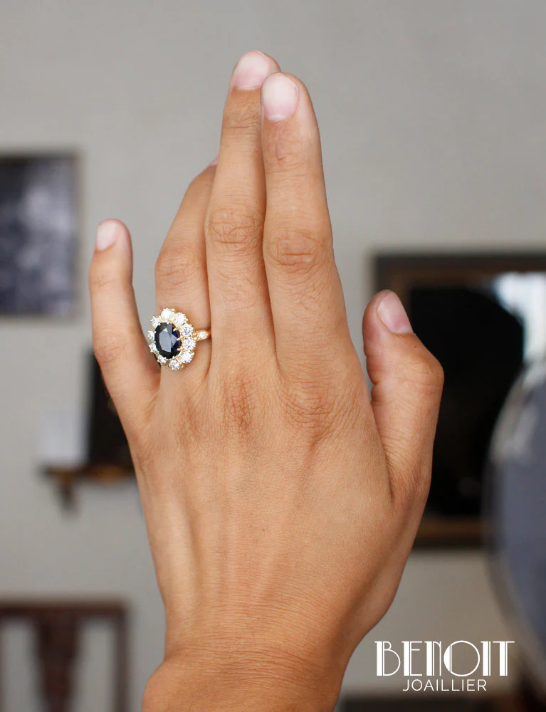 Bague Pompadour Saphir Diamants - Image 7