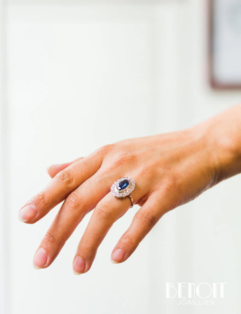 Bague Pompadour Saphir Diamants - Image 8