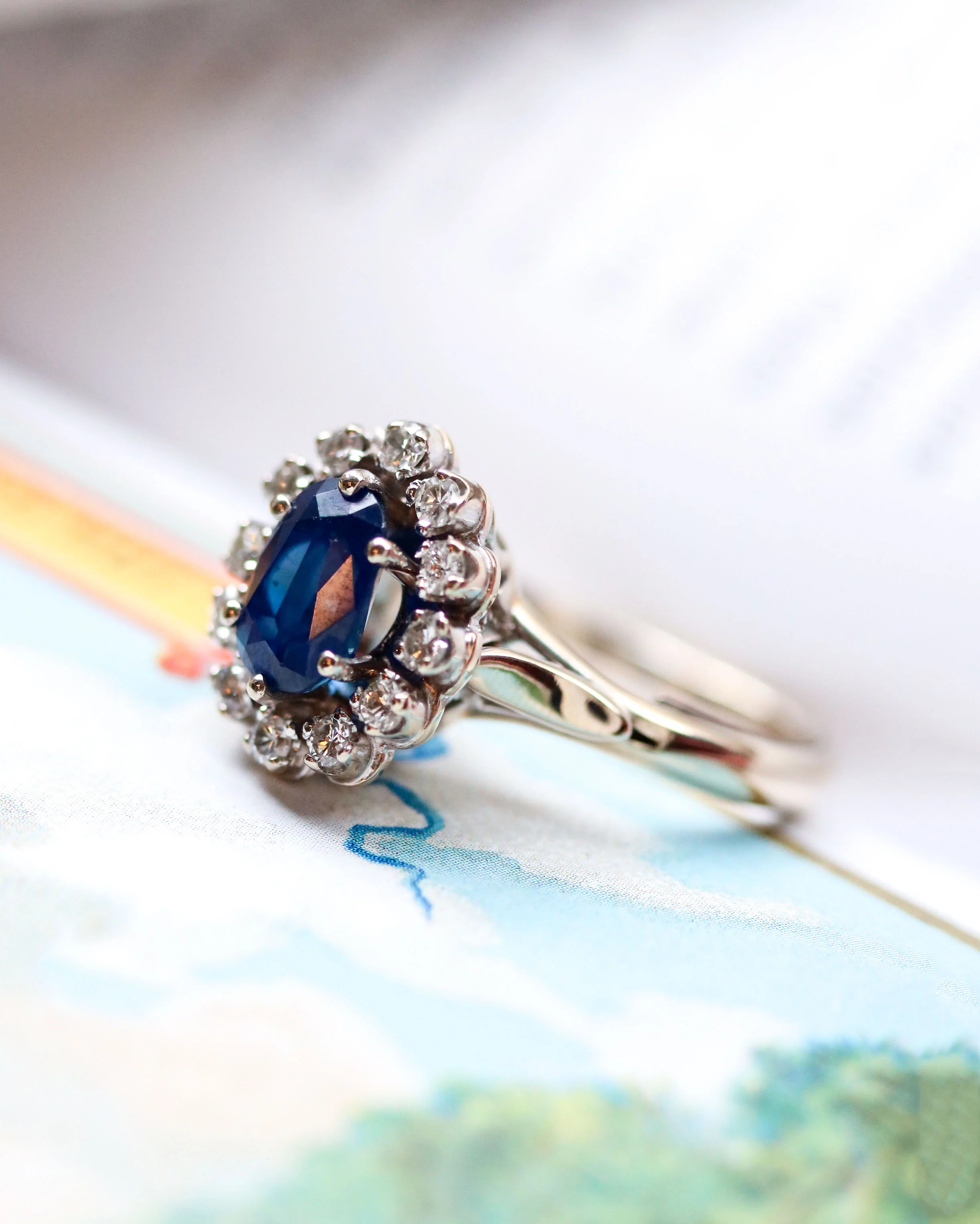 Bague Pompadour Saphir Diamants - Image 6