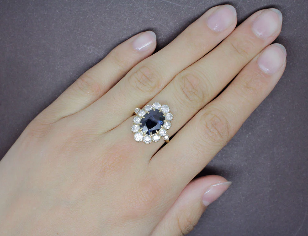 Bague Pompadour Saphir et Diamants - Image 5
