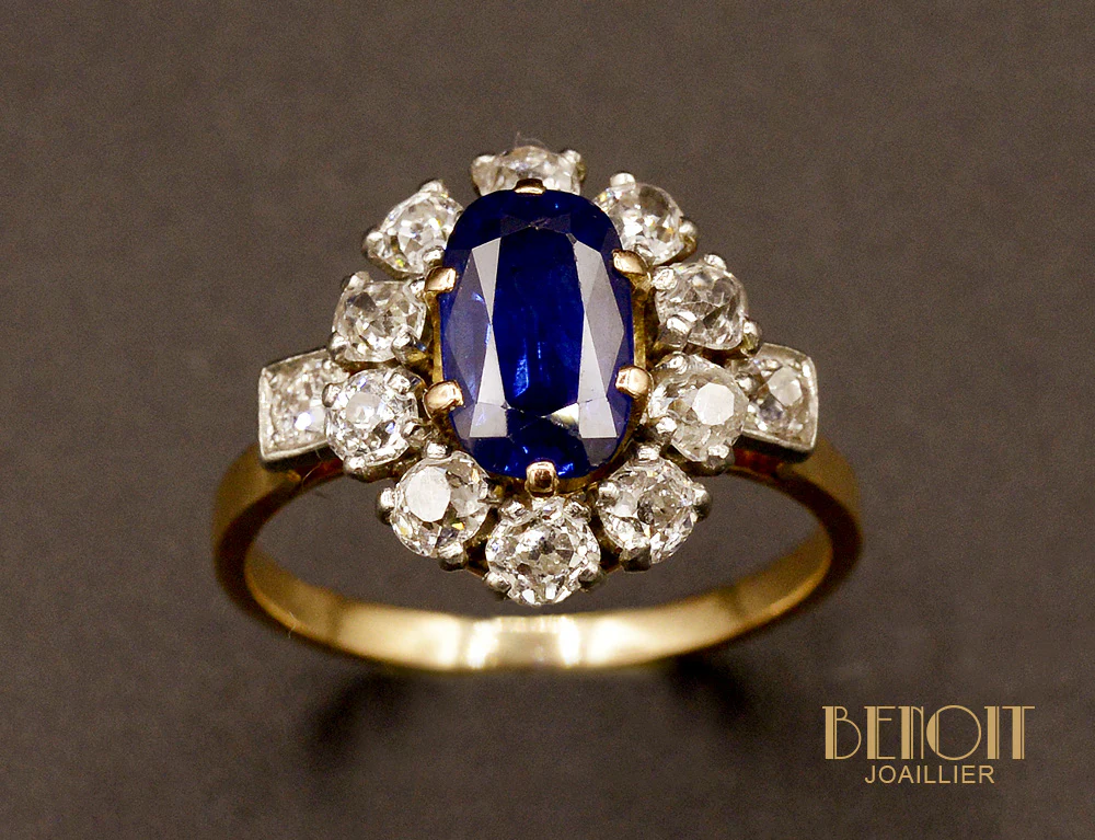 Bague Pompadour Saphir et Diamants - Image 2