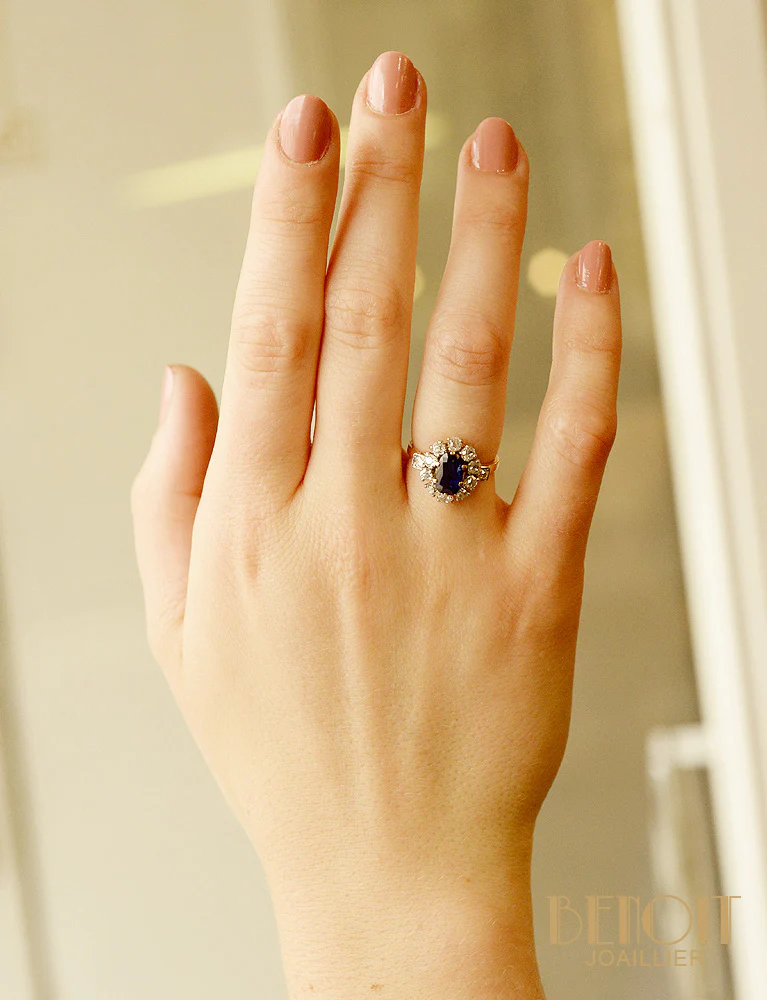 Bague Pompadour Saphir et Diamants - Image 6