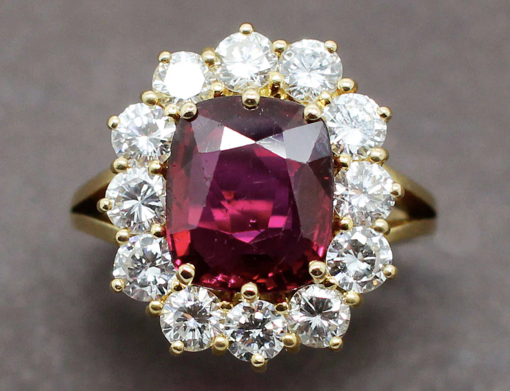 Bague Rubellite Entourage Diamants - Image 3