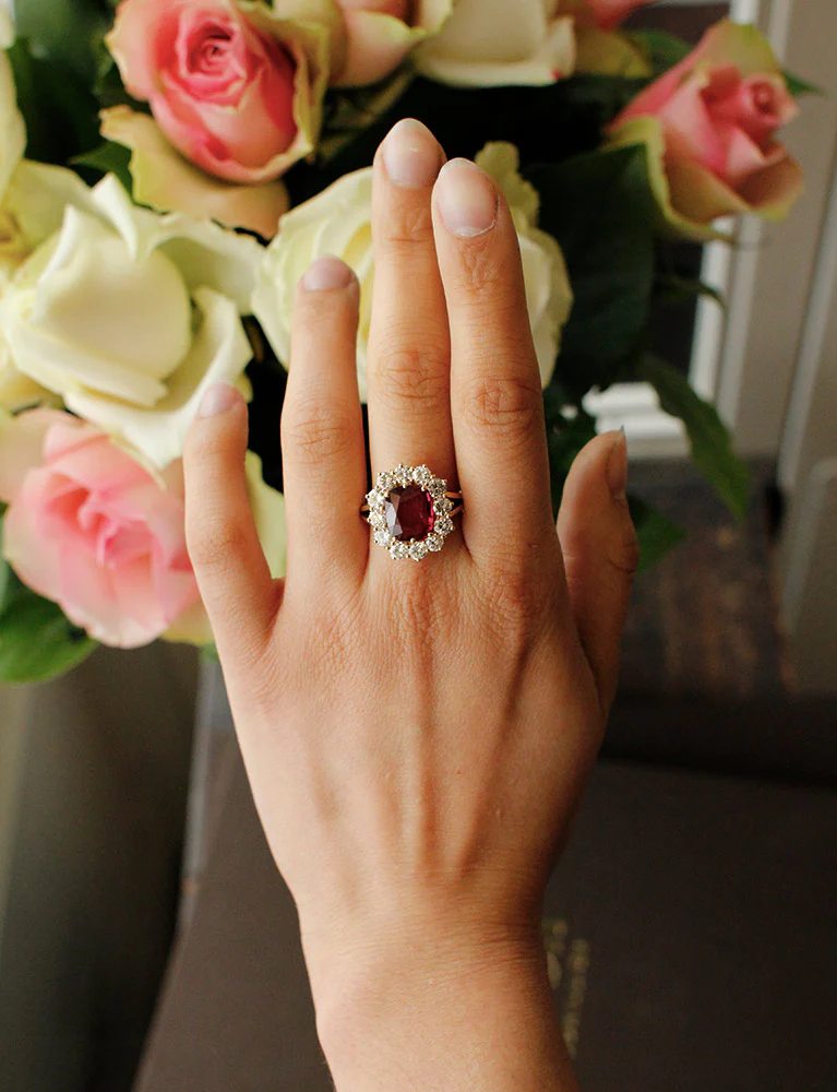 Bague Rubellite Entourage Diamants - Image 7