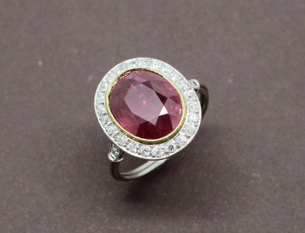 Bague Rubis Diamants Platine et Or