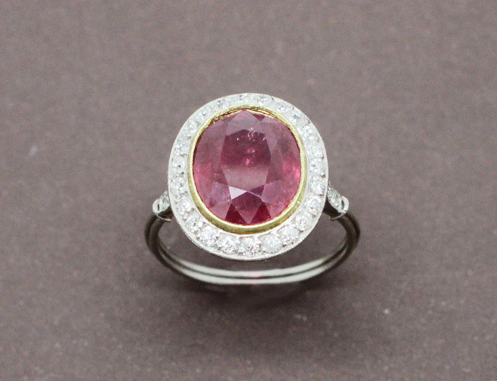 Bague Rubis Diamants Platine et Or - Image 2