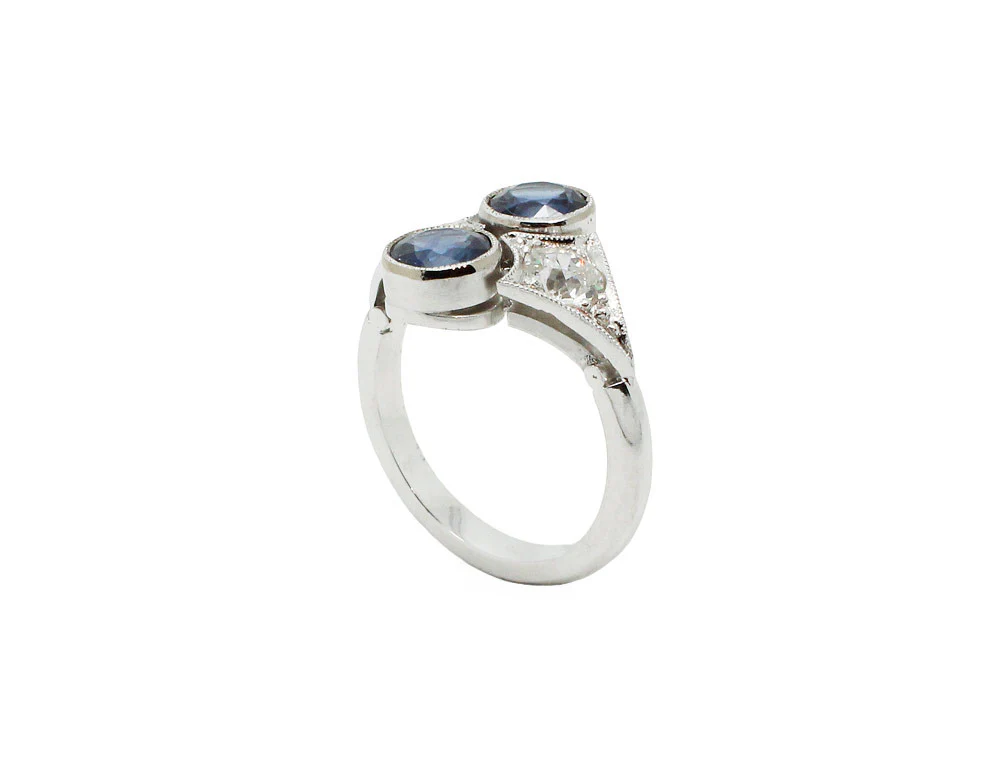Bague Création Benoit Joaillier "Duo" Saphirs et Diamants - Image 3