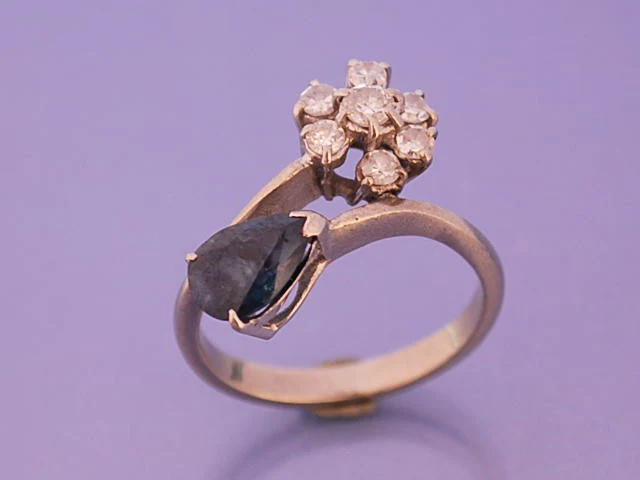 Bague saphir diamants et or 18 carat 1940 - Image 2