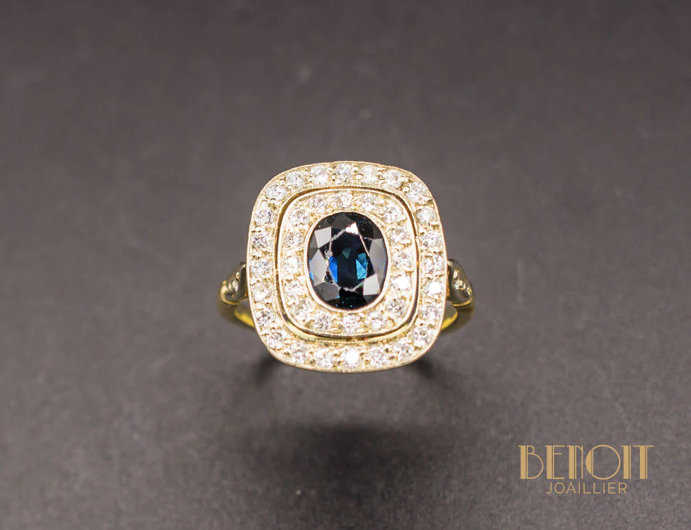 Bague Saphir Double Entourage - Image 2
