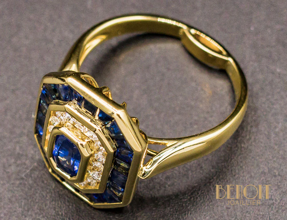 Bague Saphir Double Entourage - Image 4