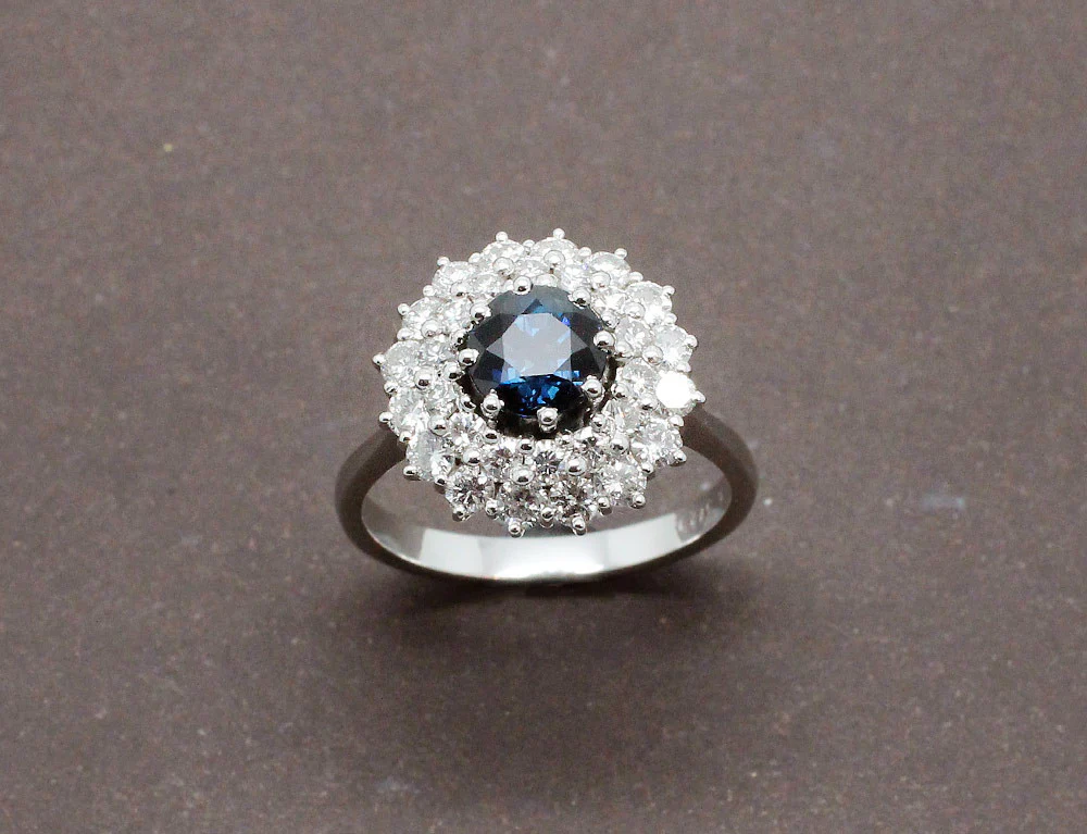Bague Saphir Double Entourage - Image 2
