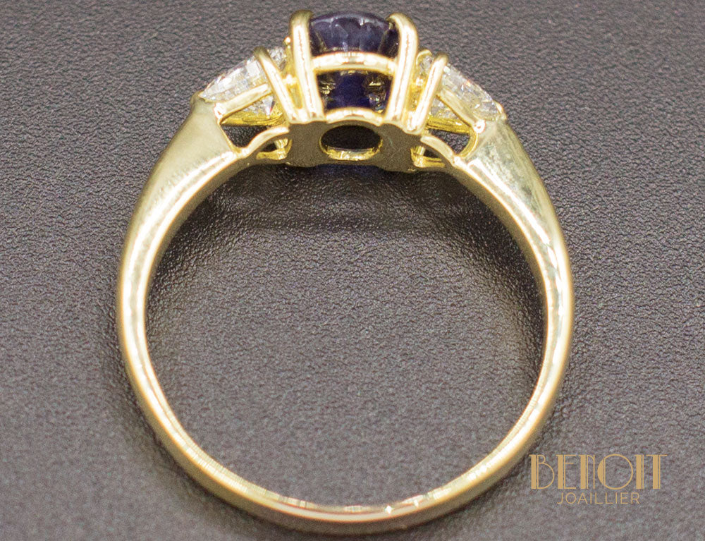Bague Saphir et Diamants Triangle - Image 4
