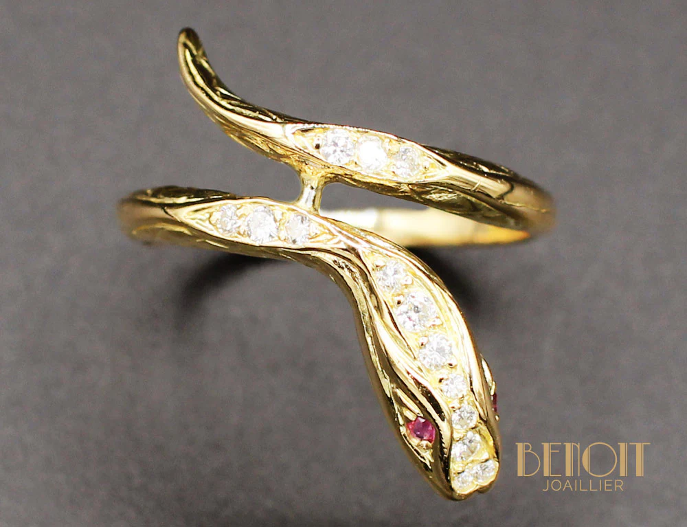 Bague Serpent Or Jaune Diamants - Image 3