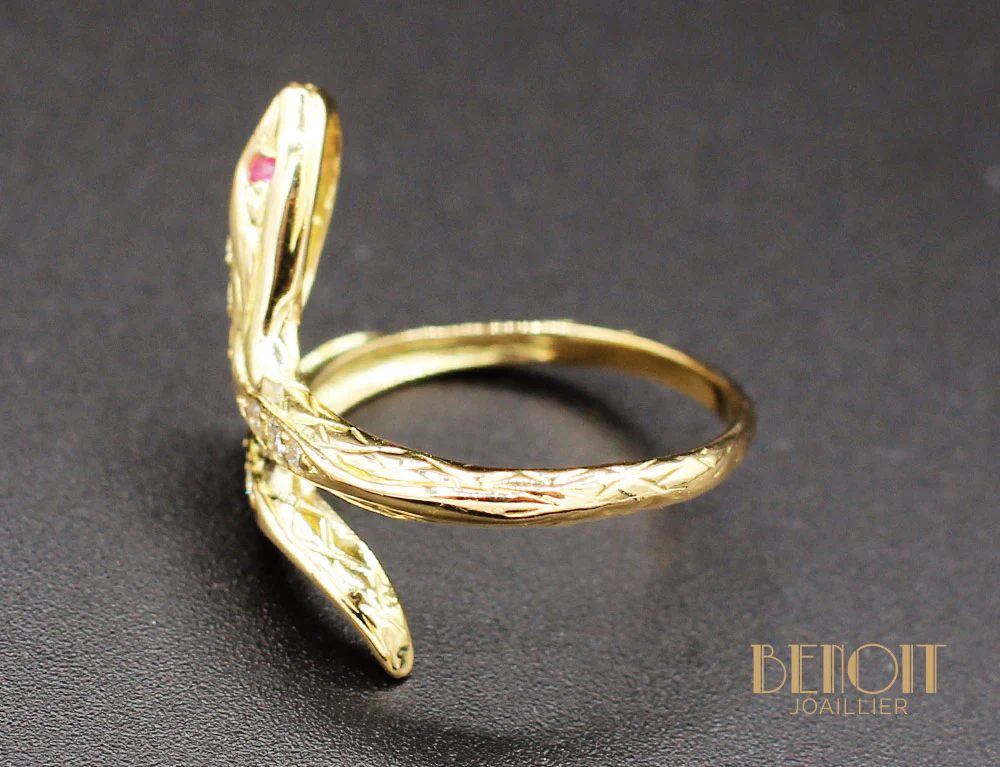Bague Serpent Or Jaune Diamants - Image 5