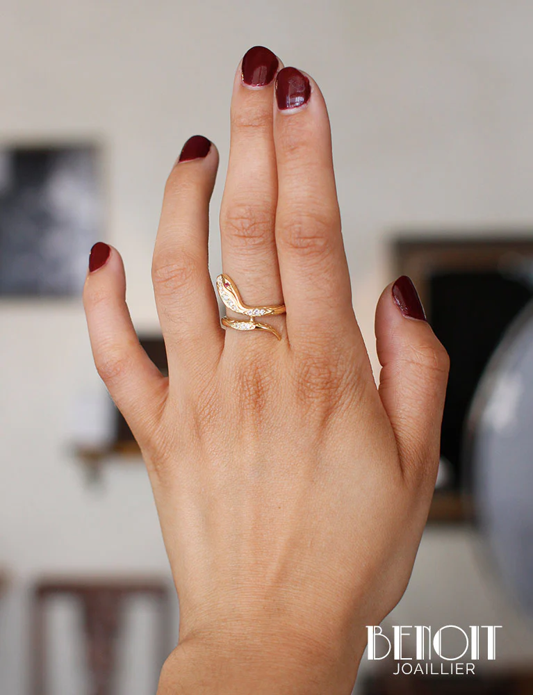 Bague Serpent Or Jaune Diamants - Image 7