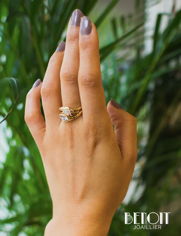 Bague Serpents XIXe Diamants - Image 7
