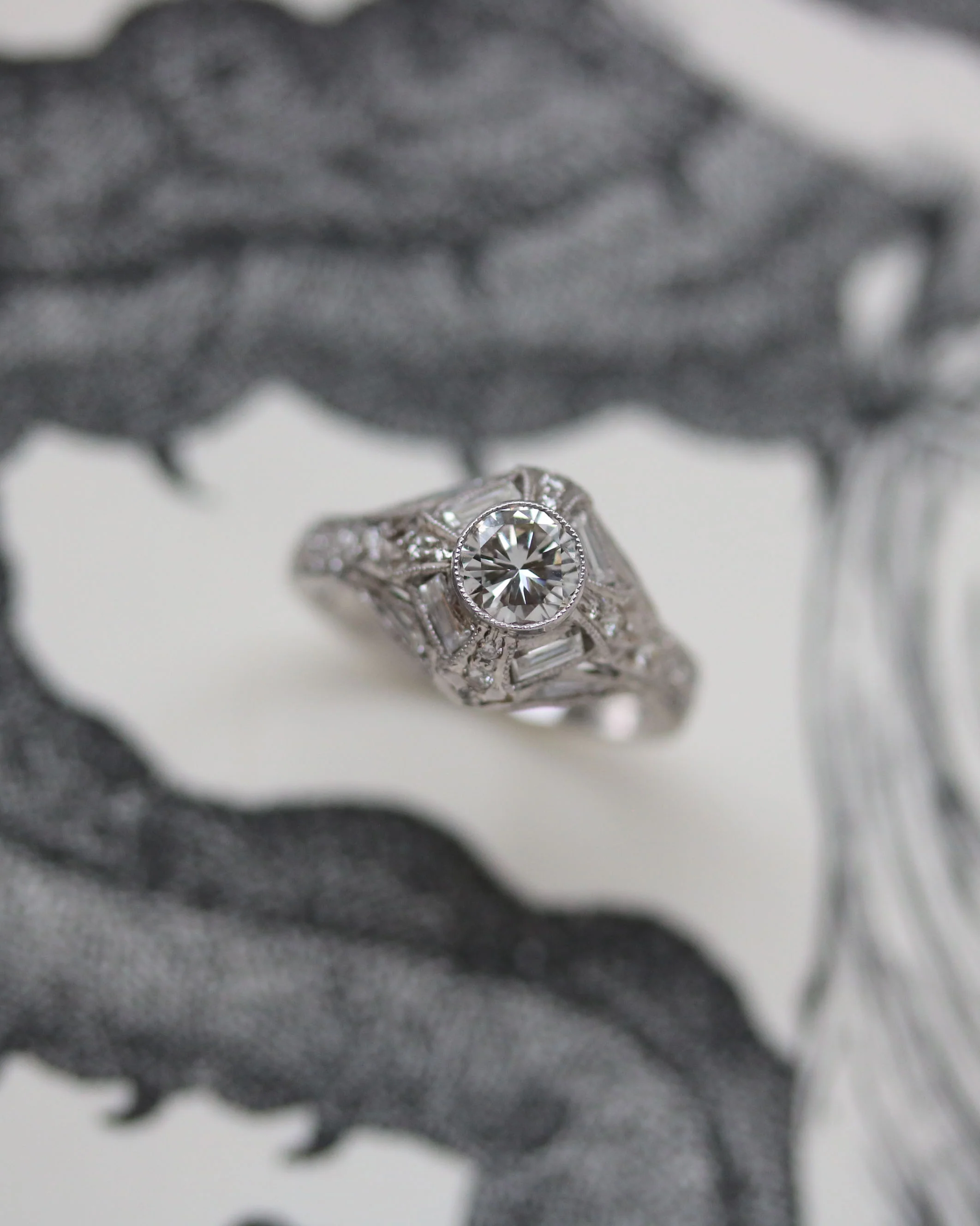 Bague Solitaire Art Déco Diamants