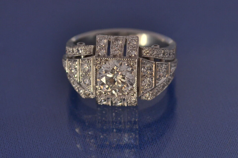 Bague Style Art Déco Diamants Création BenoitJoaillier