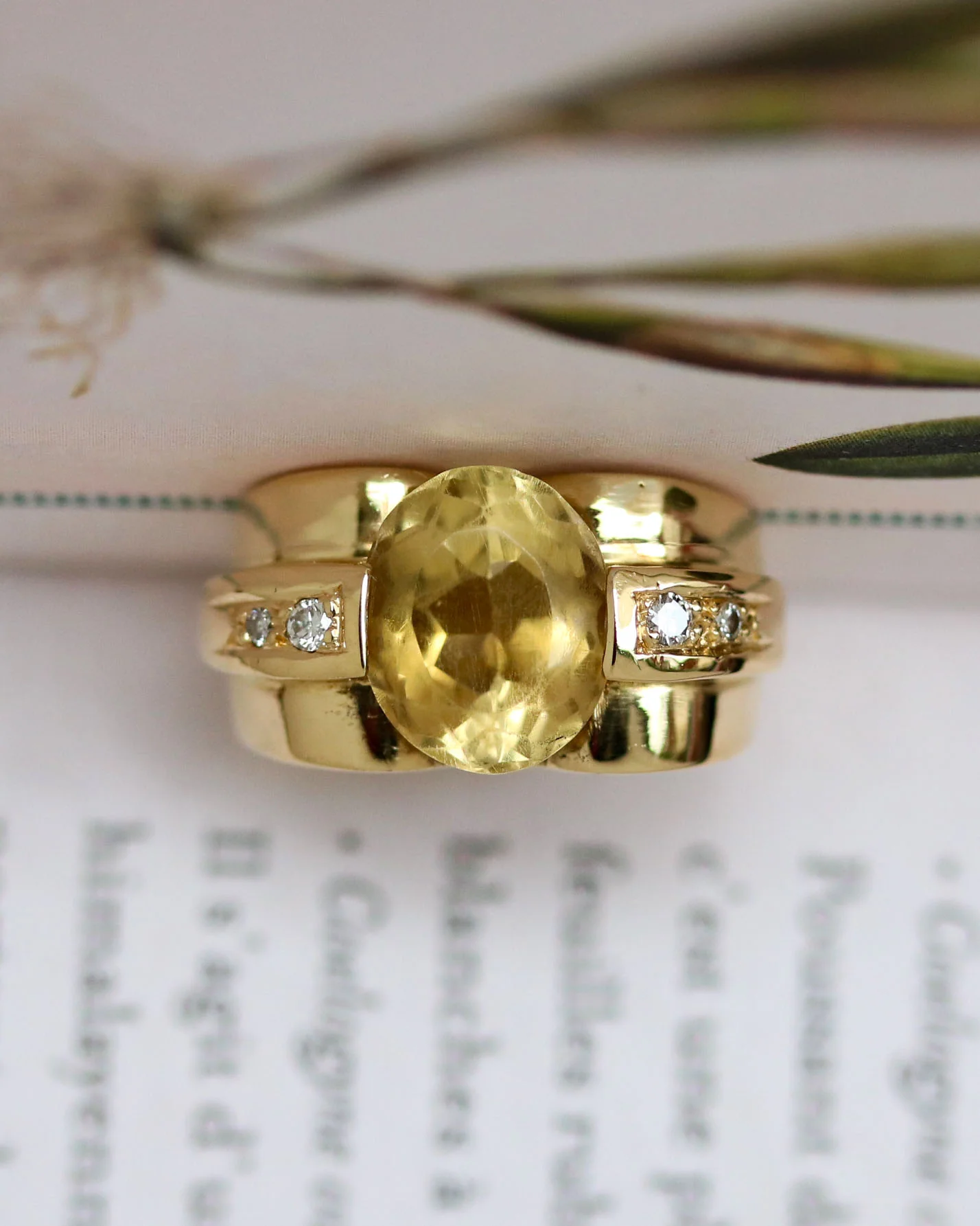 Bague Style Tank Or Jaune CItrine