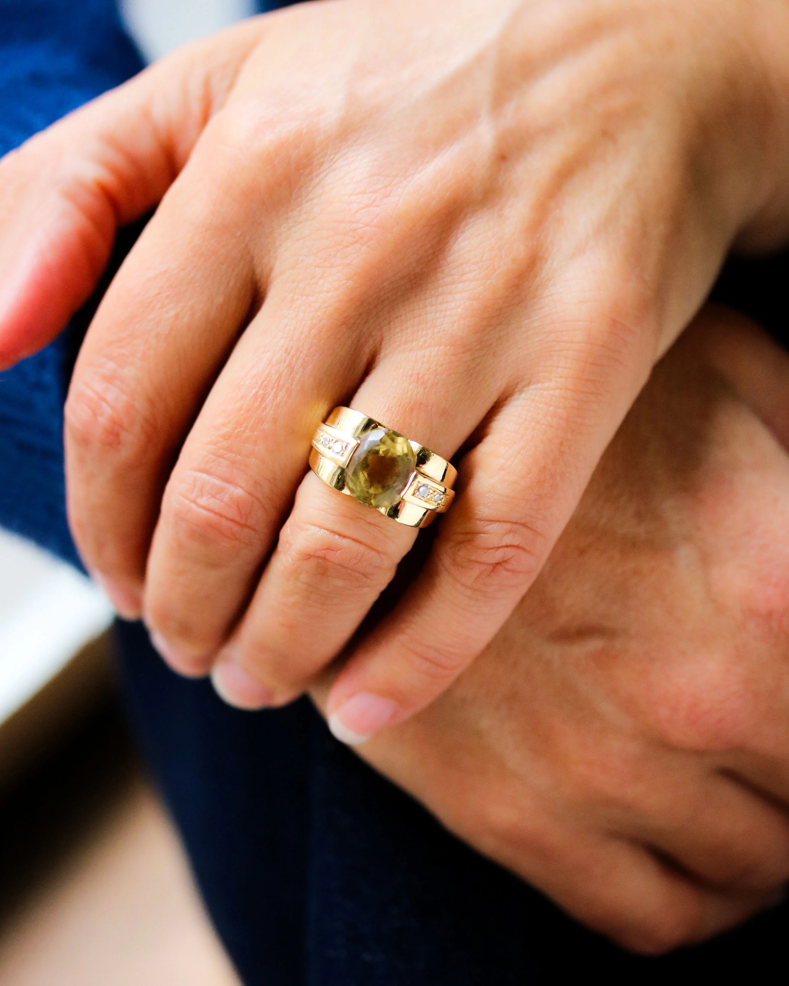 Bague Style Tank Or Jaune CItrine - Image 2