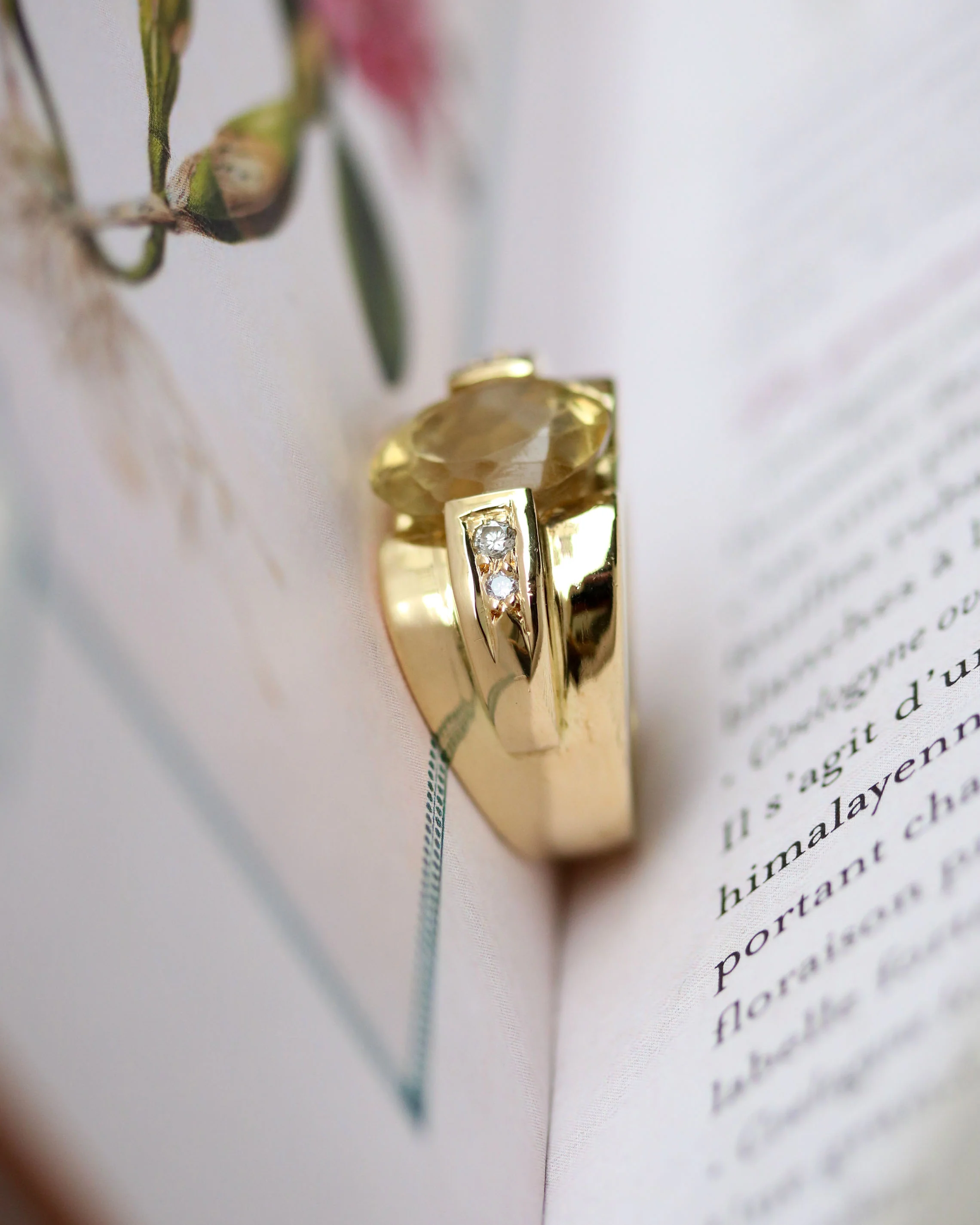 Bague Style Tank Or Jaune CItrine - Image 3