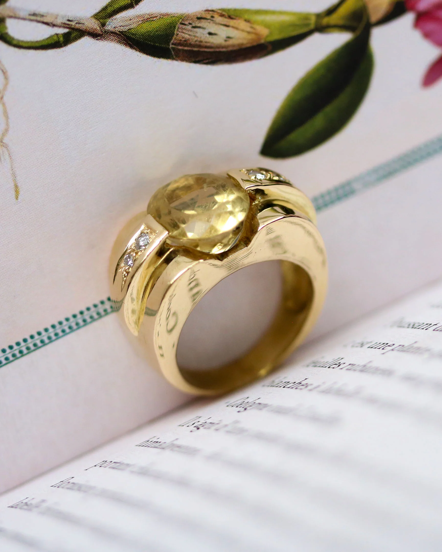 Bague Style Tank Or Jaune CItrine - Image 4