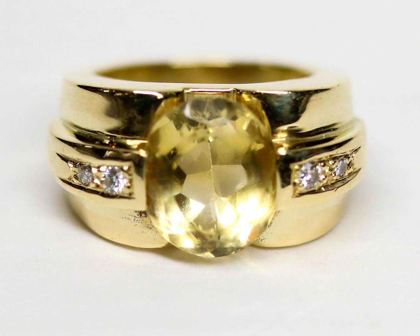 Bague Style Tank Or Jaune CItrine - Image 5