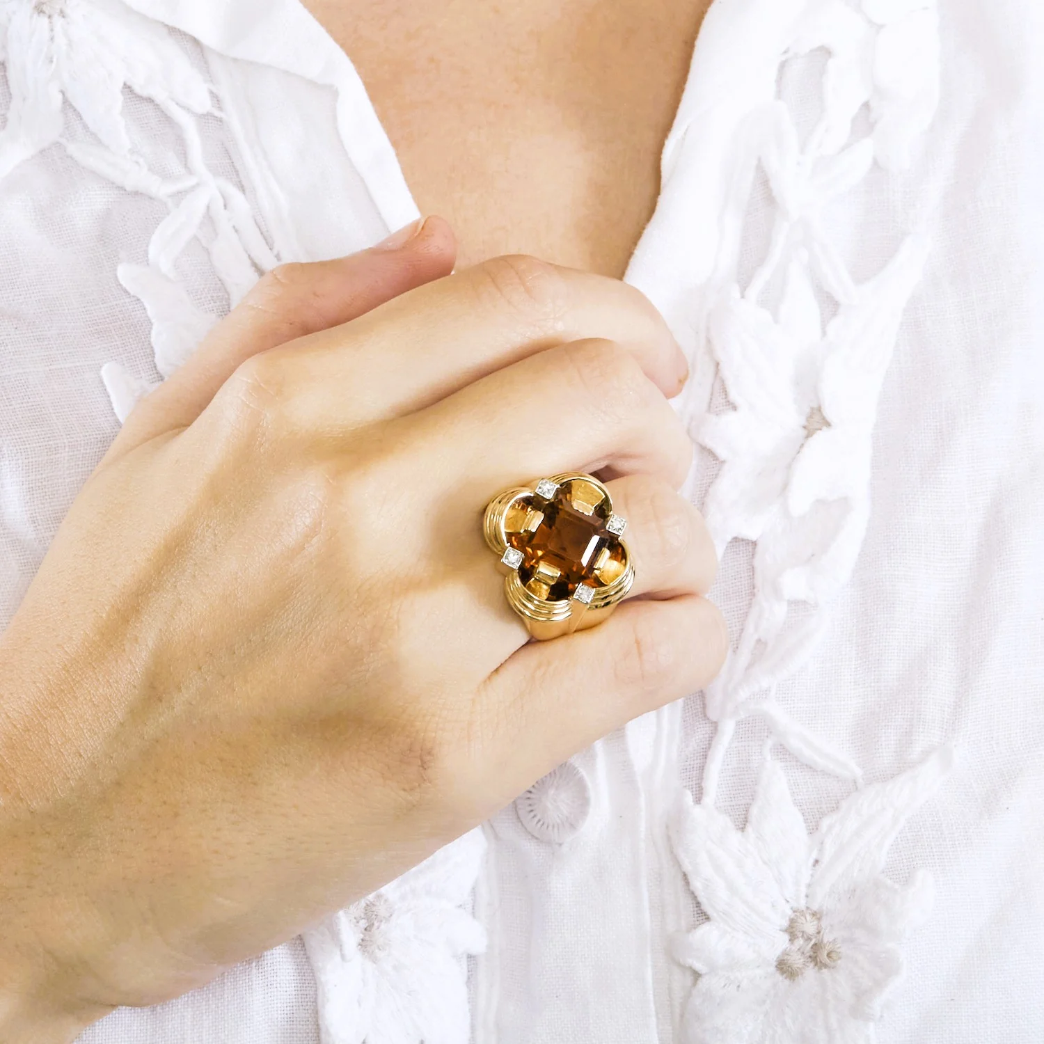 Bague Tank Citrine Orange Or Rose - Image 4