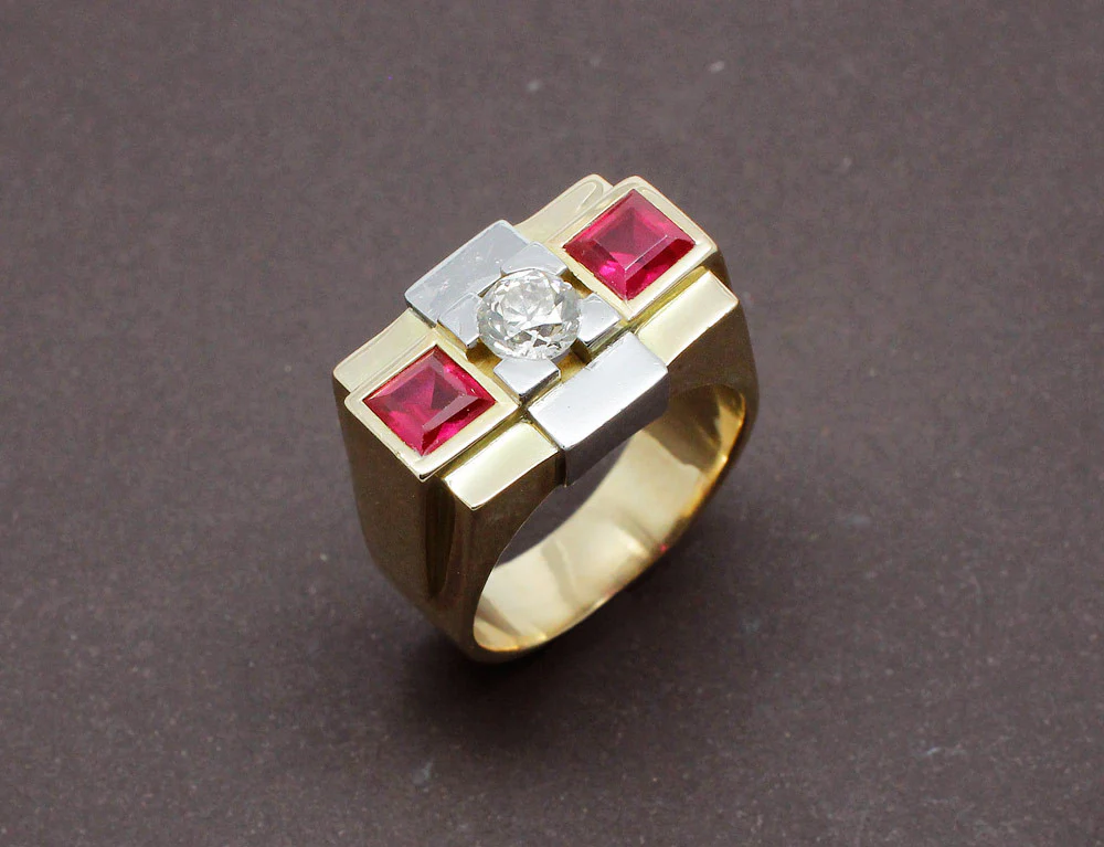 Bague Tank Diamant et Verneuils