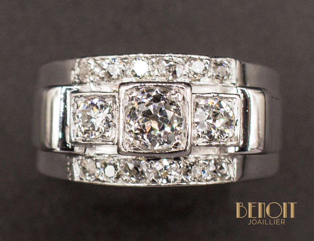 Bague Tank Diamants Platine - Image 3