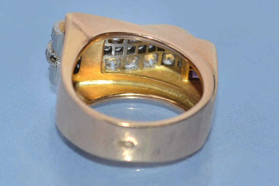 Bague tank diamants rubis et or 18 carats - Image 4