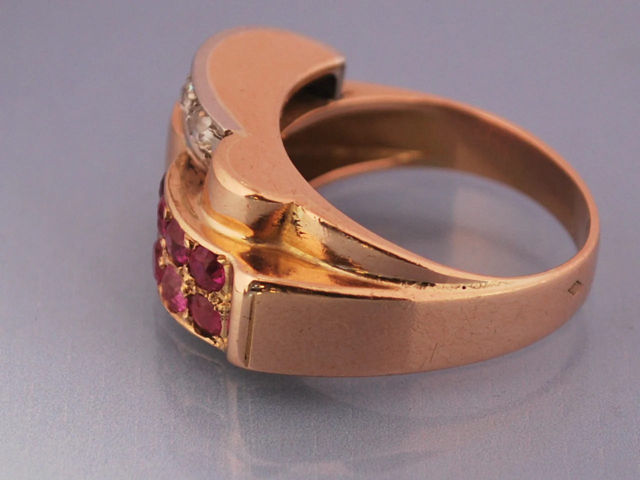 Bague Tank diamants & rubis Or rose 18 Carat - Image 3