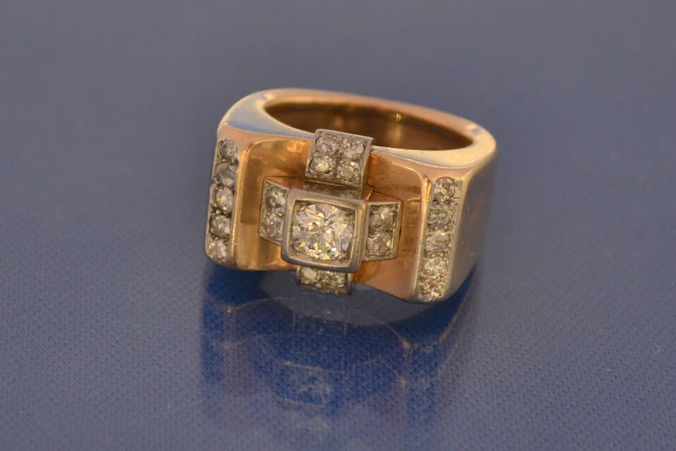 Bague Tank en Or et Diamants