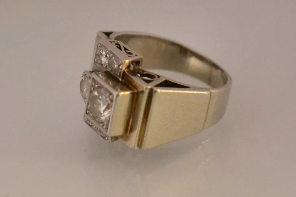 Bague Tank Or Blanc et Diamants - Image 3