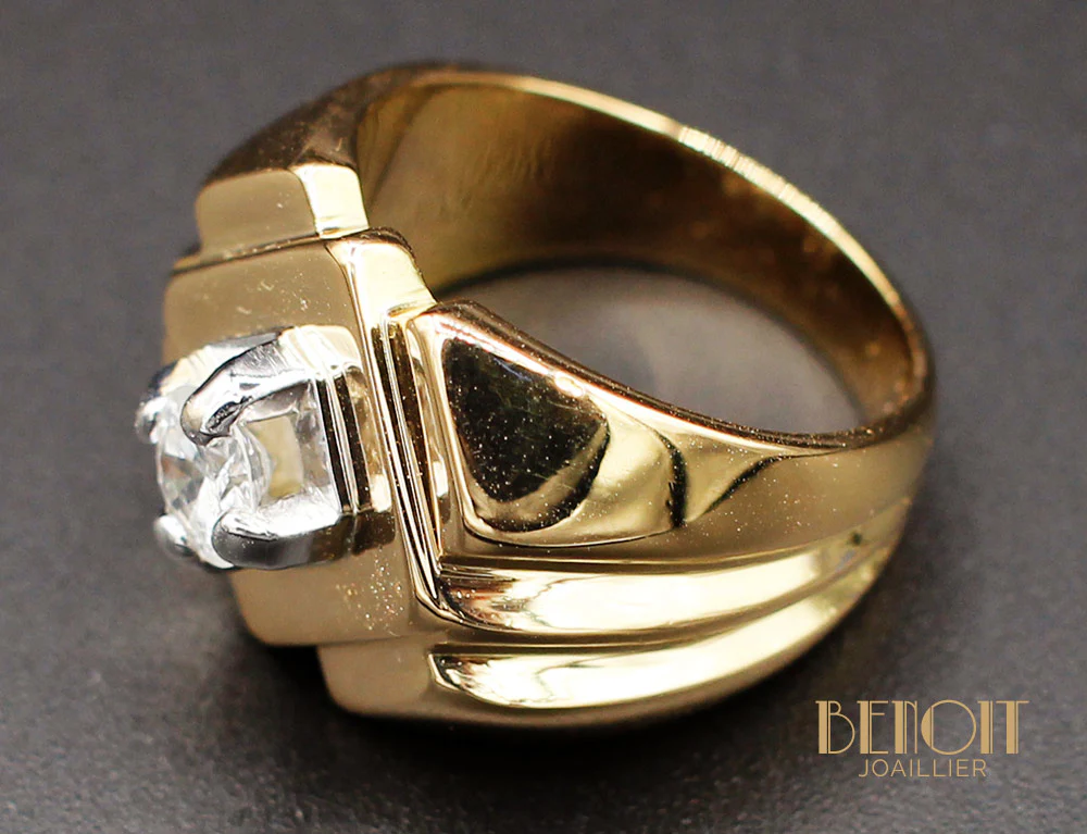 Bague Tank Or Jaune Diamant - Image 7