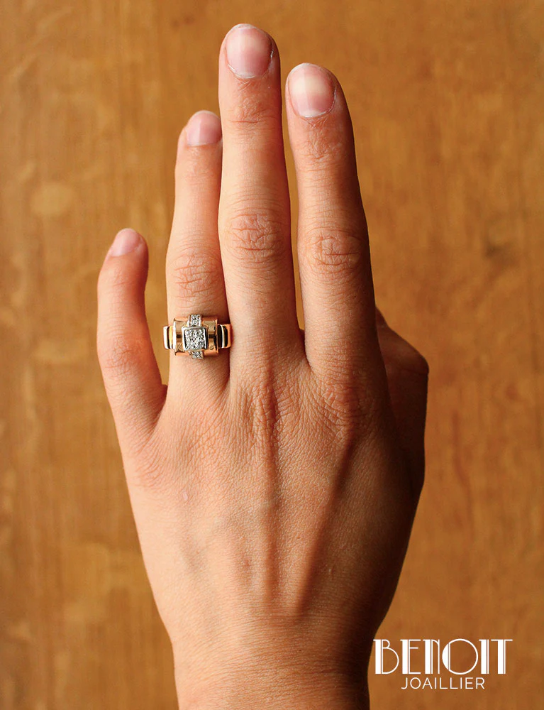 Bague Tank Or Jaune Diamants - Image 6