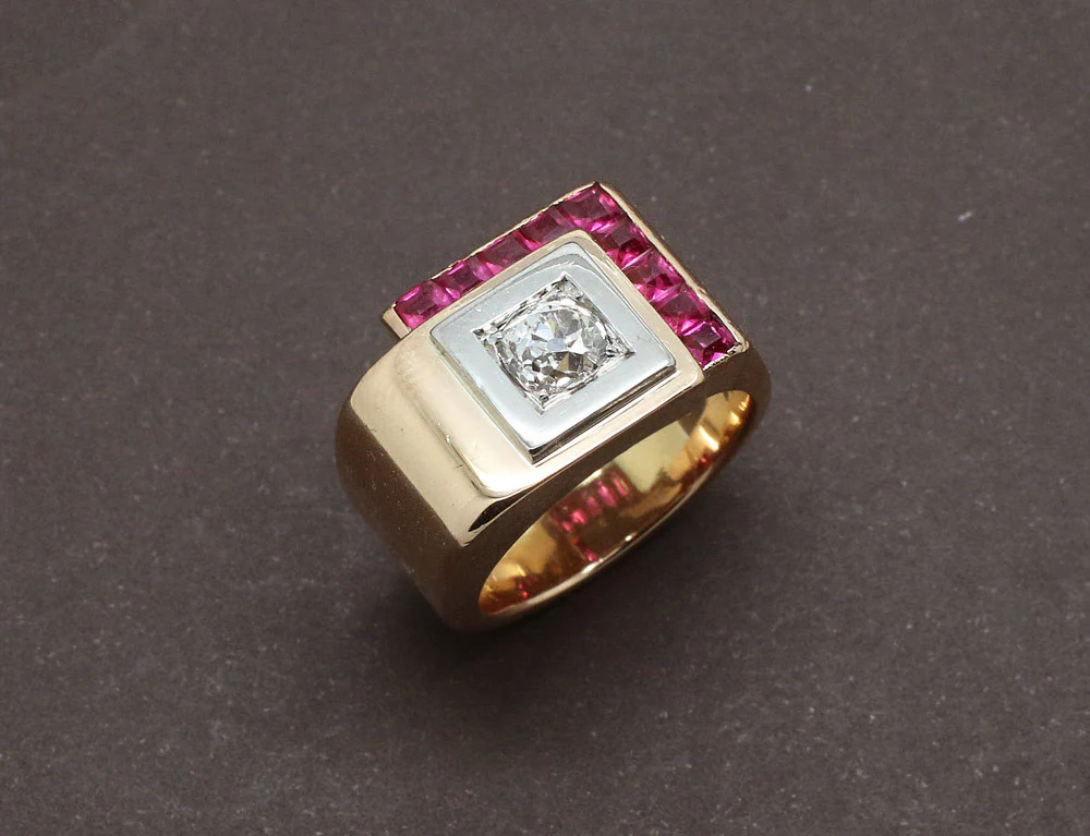 Bague Tank Or Rose et Diamant