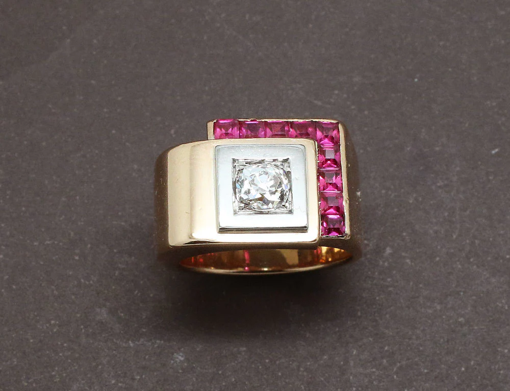Bague Tank Or Rose et Diamant - Image 2