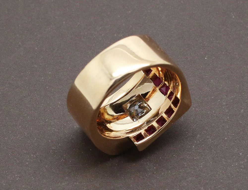 Bague Tank Or Rose et Diamant - Image 5