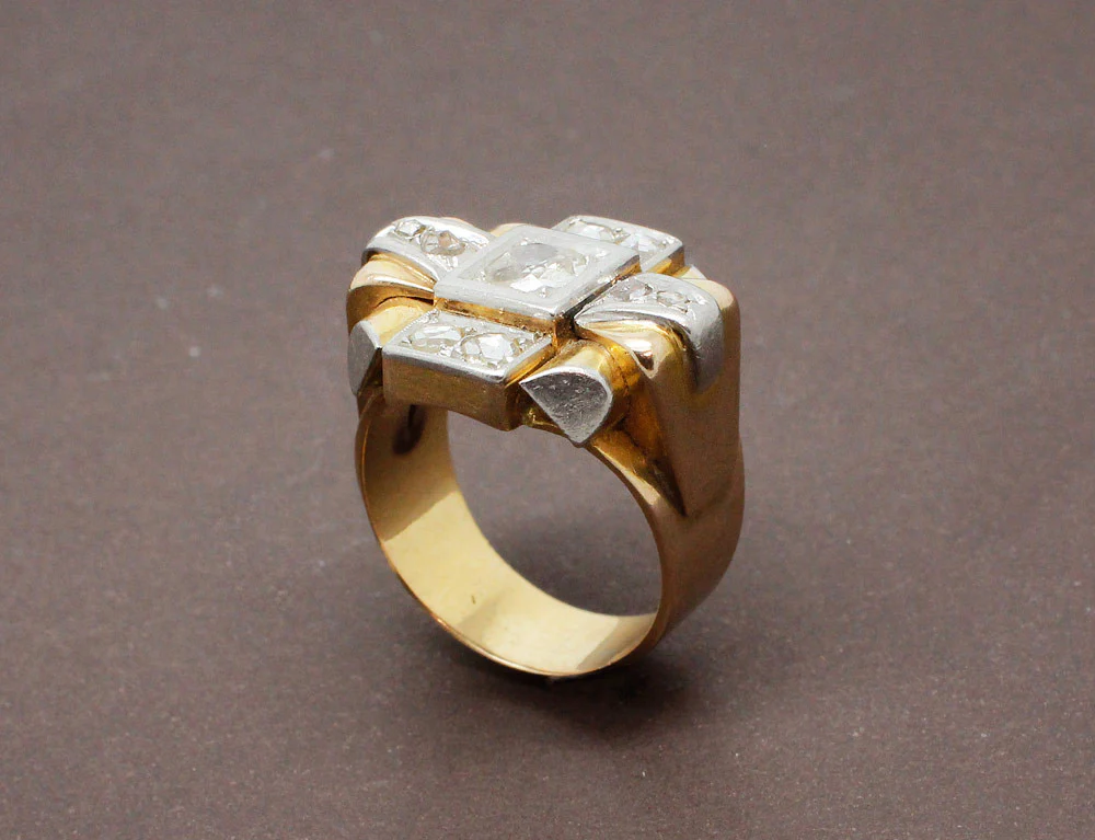Bague Tank Or Jaune et Diamants - Image 3