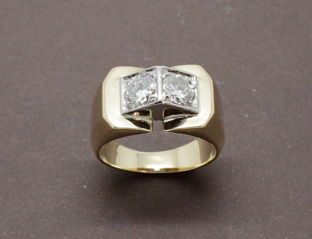 Bague Tank or Jaune et Diamants - Image 2