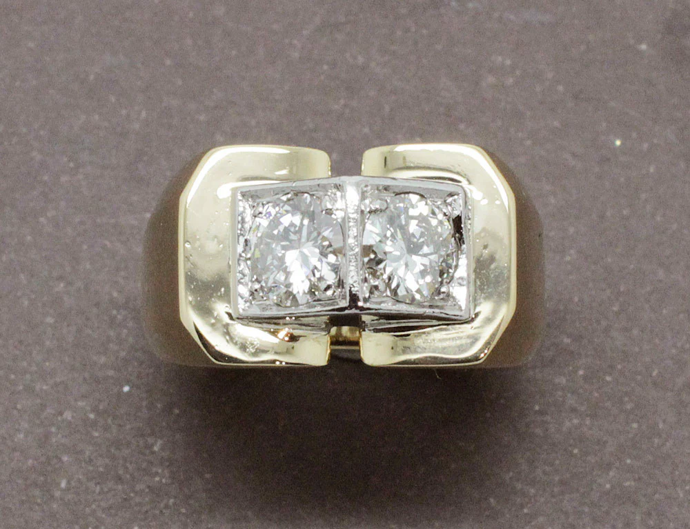 Bague Tank or Jaune et Diamants - Image 3