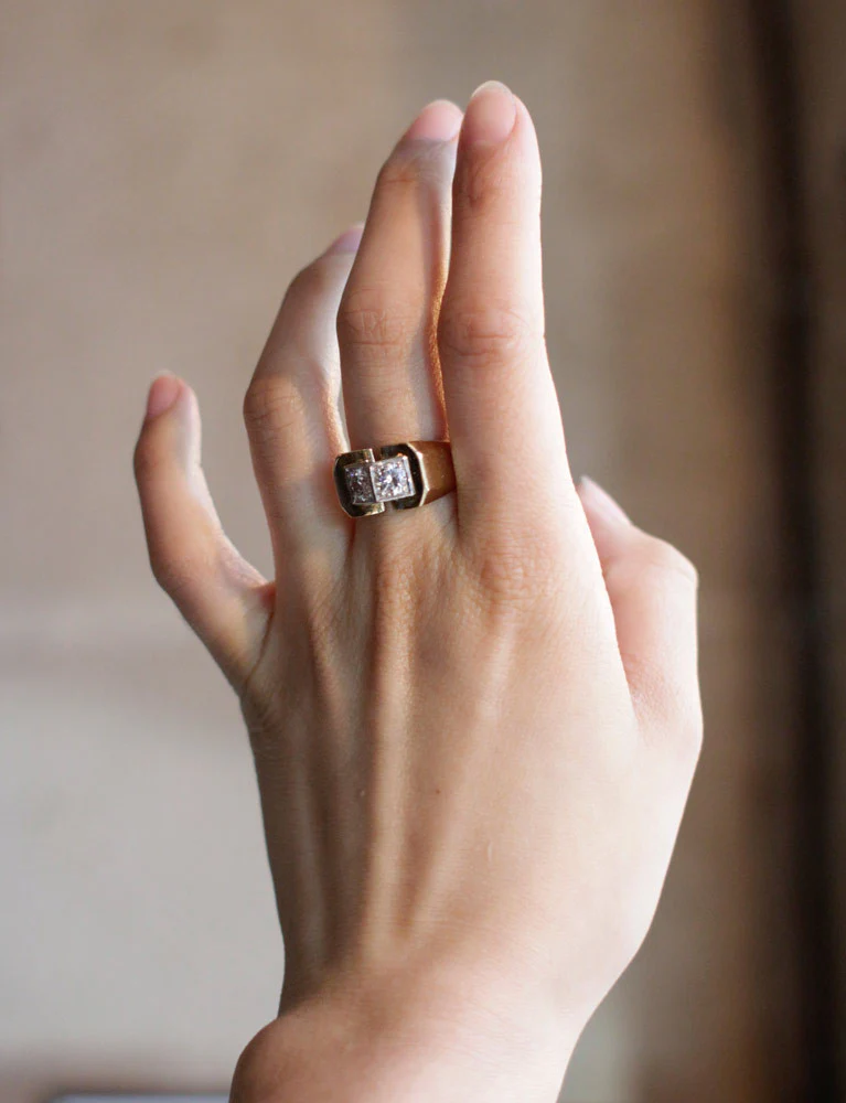 Bague Tank or Jaune et Diamants - Image 7