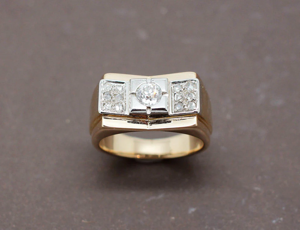 Bague Tank Or Jaune et Diamants - Image 2